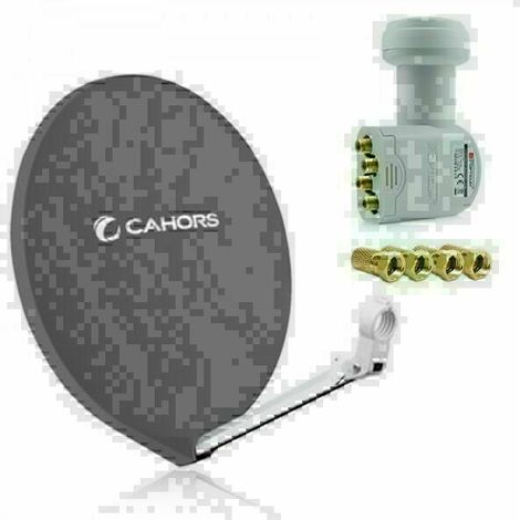 Parabole Cahors FIBRE 80 CM Grise + LNB QUAD 0.1dB