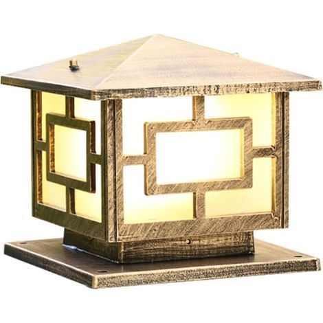 Lampes piliers pour villa de jardin, lampe Stigma étanche, éclairage extérieur, lampe pilier classique et nostalgique pour cour, diamètre 30 cm (laiton) (1/5)