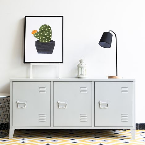 Fernsehtisch Kotka mit drei Schranktüren Stahl 58 x 113 x 40 cm [en.casa]