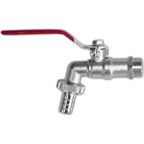 Robinet nickelé 1/4 de tour fileté 3/4 ", GZ 1", pour tuyau d'arrosage 3/4 "