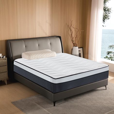 Matelas 90x190 cm - Ép 22cm -Ressorts ensachés - Thermorégulant-Mousse en mémoire de Gelrafraîchissant - Tissu super extensible (1/5)