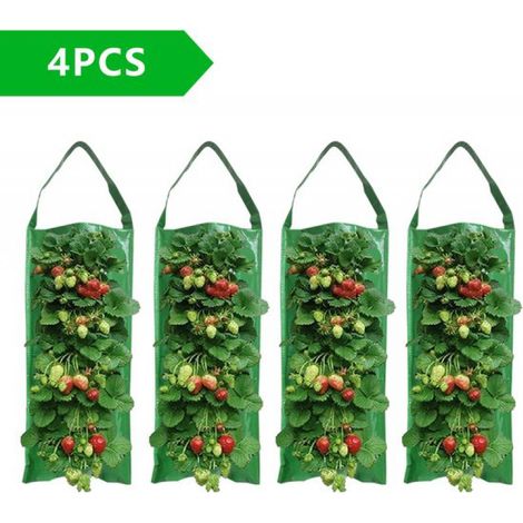 Sacs de culture suspendus pour fraisiers (lot de 4), sacs de plantes, sacs de croissance pour plantes suspendues, sacs de culture, lot de 4 (1/2)