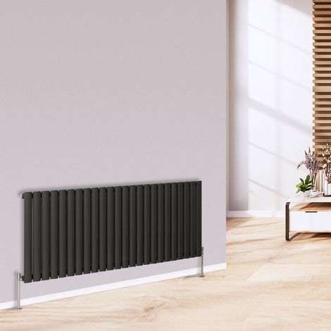 Warmehaus Horizontal Radiator Oval Single Anthracite 600 x 1417mm (1/5)