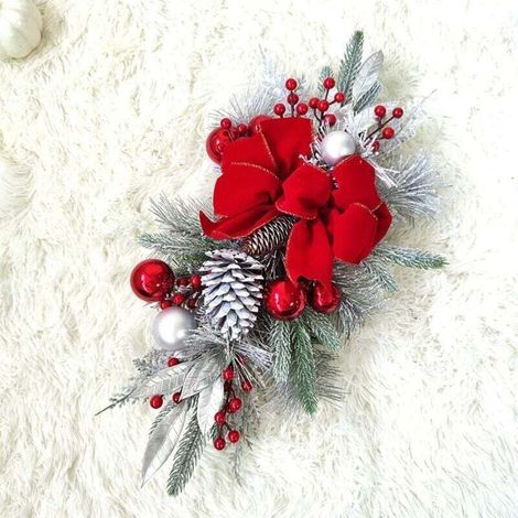 Guirlande de Noël en forme de goutte avec lumières, 60 cm, couronne de sapin de Noël pré-éclairée, décoration d'escalier de Noël, guirlande de Noël pour porte d'entrée, fenêtre (1 pc) (1/4)