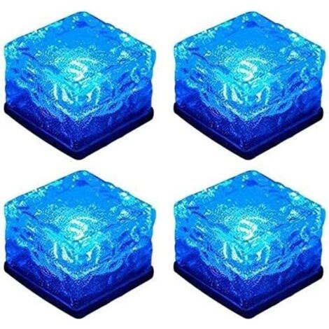 Solar-Gartenleuchten, 4 Stück wasserdichte Solar-Bodenleuchten, 8 LED-Beleuchtungsmodi, helle Solar-Gartenleuchten für Terrasse, Rasen, Einfahrt, Brücke, Treppe (Blau)