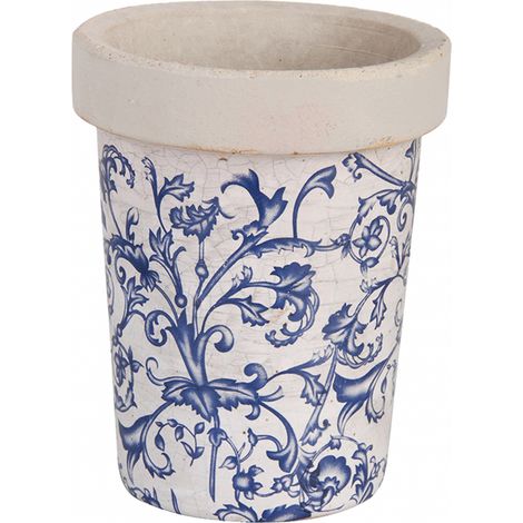 Pot de fleurs en céramique vieillie 13x16cm (1/3)
