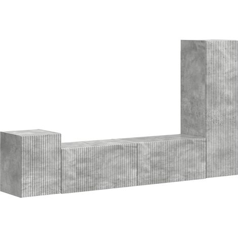 Maison Exclusive - Conjunto de mueble de TV 4 pcs Gris Concreto