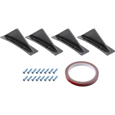 Set mit 4 dreieckigen, haifischflossenförmigen Heckstoßstangenspoilern für Autos, universelles Design, gebogene Kohlefaser (1/5)