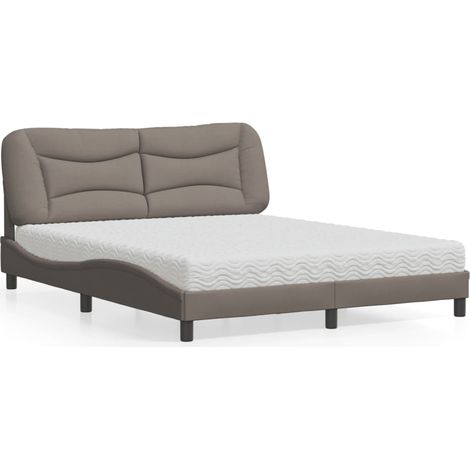 Lit avec matelas Hvar taupe 160x200 cm tissu (1/5)