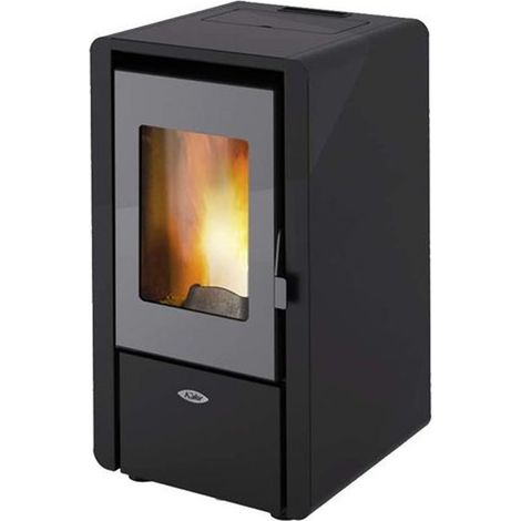 Stufa a Pellet FOCO Nero - Modello Petit - Ad Alta Efficienza - Classe Energetica A+ - Stile Moderno - Dimensione Compatta (1/5)