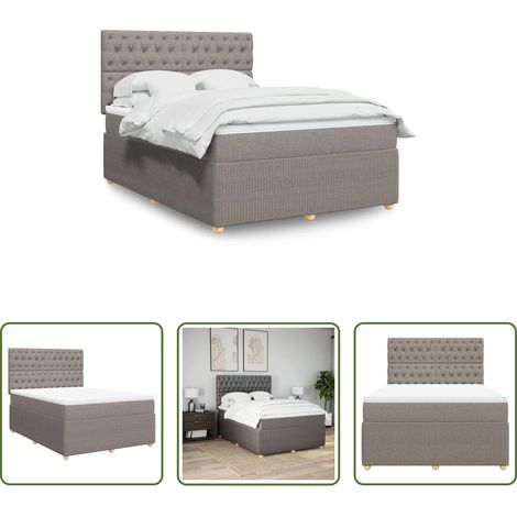 vidaXL Taschenfederkern - Boxspringbett mit Matratze Taupe 140x200 cm Stoff (1/5)