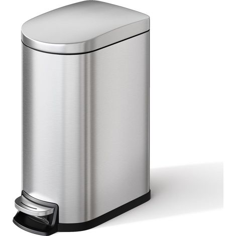 Poubelle à pédale 10L, Acier inoxydable, Couvercle à fermeture silencieuse, Idéal cuisine & bureau (1/5)