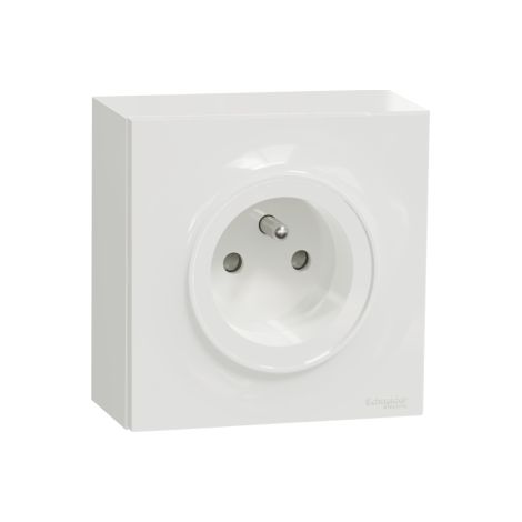 Schneider - Odace 2011 - Prise + Plaque + cadre saillie 1 poste - Blanc - Ref. : S520059 + S520762 + S520702 (1/5)