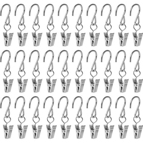 Gutter Hangers for Lights, Stainless Steel Party Light Hanger Multifunction Wire Holder for Outdoor Activities for String Party Lights, 30 Pack (1/5)