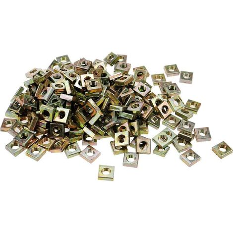 Packung mit 100 M4 x 7 x 2 mm Vierkantmuttern, Gewindemuttern aus Kohlenstoffstahl, Maschinenbefestigungselemente, verzinkt (1/5)