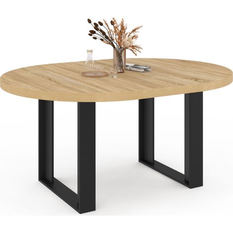 Ausziehbarer runder Esstisch PHOENIX 4-6 Personen Holz und Schwarz 110-150 cm