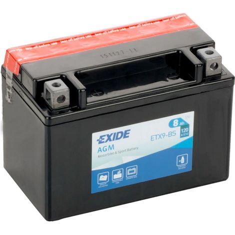 Batterie moto Exide ETX9-BS YTX9-BS 12v 8ah 120A