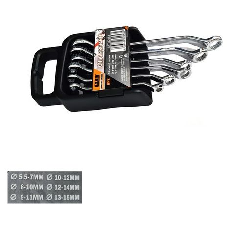 SET 6 PZ UTENSILI CHIAVI INGLESI DOPPIO ANELLO 5.5 7 8 9 10 11 12 13 14 15 MM