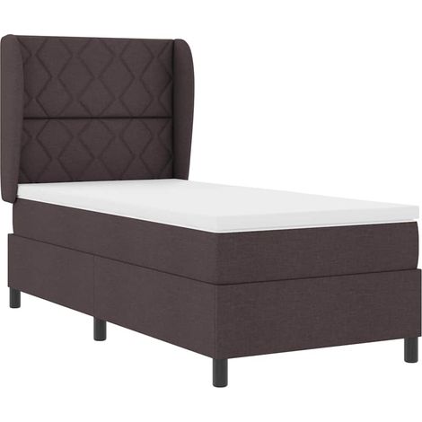 Cama tipo Box Spring Marrón oscuro 90 x 190 cm tela vidaXL (1/5)