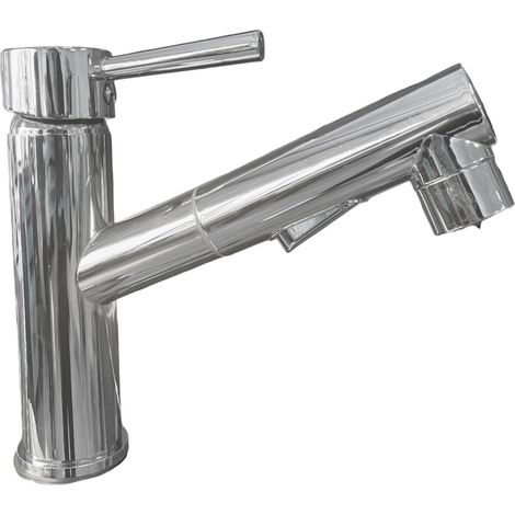 Robinet Salle de Bain avec Douchette Extractible Chromée Mitigeur Lavabo en Laiton (1/4)