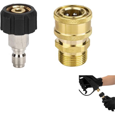 Lot de 2 raccords de tuyau en laiton - Adaptateur de nettoyeur haute pression - Pour raccord de pistolet de pulvérisation (1/5)