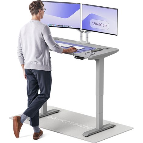 Desktronic Bureau assis debout HomePro - 120x60cm - Gris/Gris