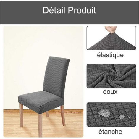 Housse De Chaise - Velours De Maïs - Élastique Haute Densité - Pour Salle À Manger Extérieur Intérieur - 6 Pièces (1/5)