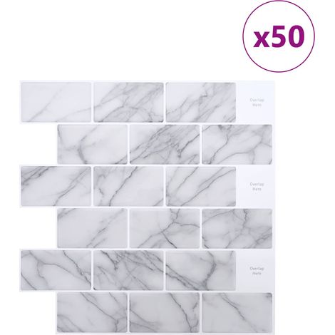 vidaXL Azulejo de metro 50 uds. Mármol 30 x 30 cm Poliuretano y PET (1/2)