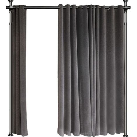 1 Tringle de séparation, sans perçage, acier inoxydable, réglable 70-254cm, noir mat, pour appartement (1/5)
