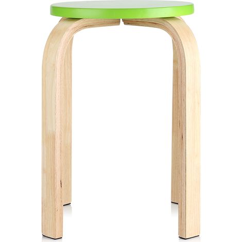 Tabouret empilable antidérapant en bois courbé, couleur bonbon, vert, pour la décoration de la chambre d'enfant (1/5)