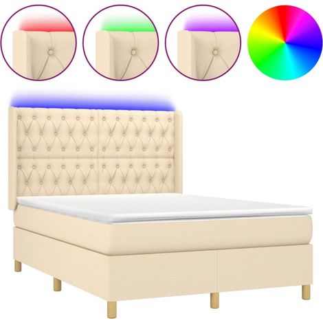 Maison Exclusive - Boxspringbett mit Matratze & LED Creme 140x200 (1/5)
