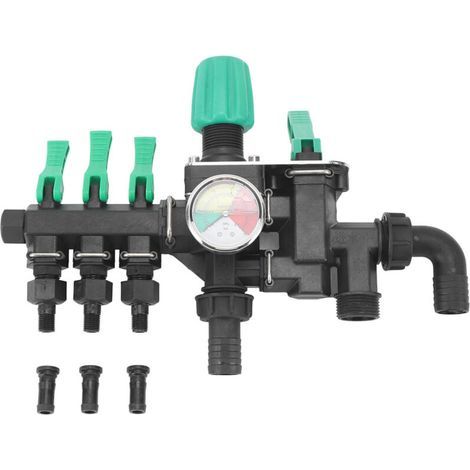 Séparateur de Pulvérisation Agricole avec Manomètre et Vanne d'Arrêt Connexion 3 Voies pour Élevage et Aquaculture (1/4)