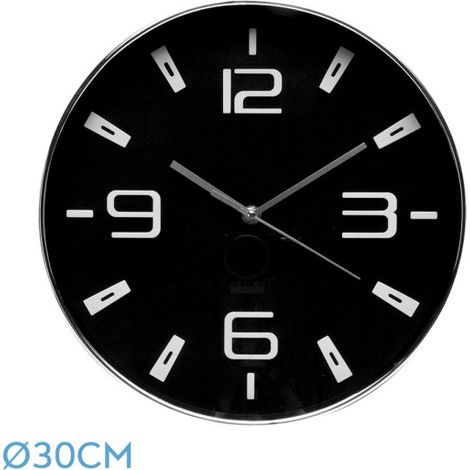 Reloj De Pared Aroa Plata/negro 30d Movimiento Continuo (1/4)