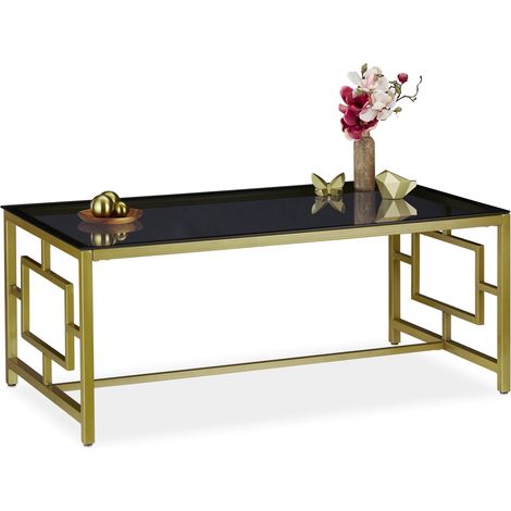 Mesa de centro en negro y dorado