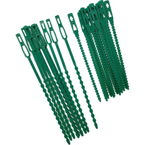 Lot de 100 attaches vertes pour jardin, attaches flexibles et réglables pour plantes, attaches multifonctionnelles et robustes pour plantes et arbustes. (1/5)