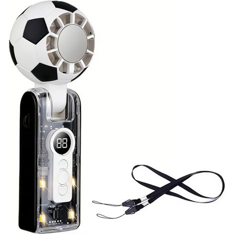 Ventilador portátil con los colores del Mundial de Fútbol 2026, batería de 3600 mAh, ideal para los días de partido, recargable por USB, regalo perfecto para los aficionados al fútbol, color negro.