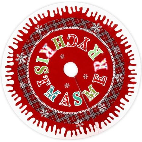 Jupe de Sapin de Noël, 122cm/48“ Couverture de Sapin de Noël avec sous-Couche de Sapin à Carreaux Couverture de Sapin de Noël Couverture Ronde de Sapin de Noël (1/4)