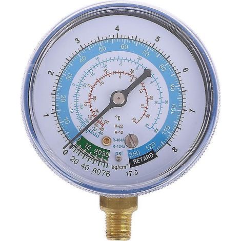 Manomètre basse pression pour réfrigérant R404, R134a et R22 (bleu) (1/4)