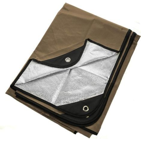 Couverture de survie thermique ultra-résistante - idéale pour le camping, la chasse, etc. - 1 pièce, 210 × 150 cm, kaki (1/5)