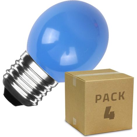 Pack 4 Bombillas LED E27 Casquillo Gordo 3W 300 lm G45 Azul Azul (1/3)