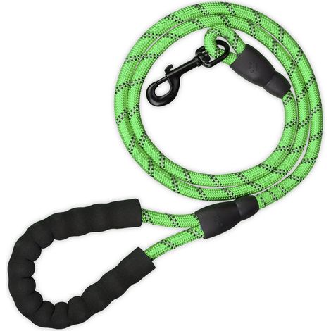 Relaxdays Dog Lead Reflective, 150 cm, Padded Loop, Leash for Small & Large Dogs, up to 50 kg, Nylon, Grün