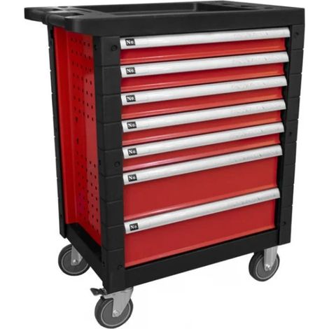 JBM 43762 Cassettiera a 7 cassetti rossa senza utensili per officina