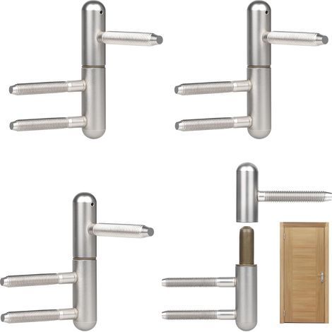 4 x Paumelles Porte Bois, Charnières de Porte de Chambre Amovibles, Charnières Silencieuses pour Portes en Bois à l'Intérieur avec Huisserie en Bois, Argenté (1/5)