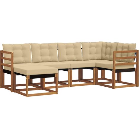 Ensemble de canapés d'extérieur 6 pcs  Salon de jardin Naturel et Beige (1/5)