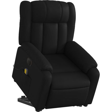 Poltrona relax con funzione massaggio e funzione sollevamento elettrico reclinabile in PVC nero DEC027806