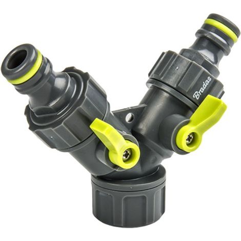 Sdoppiatore per rubinetto 3/4 e 1/2 con due valvole (1/4)