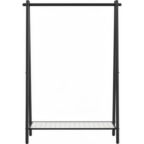 Portant à Vêtements, Structure en Acier, avec Barre de Suspension et Étagère, pour Chambre, Vestiaire, Buanderie, Noir (1/5)