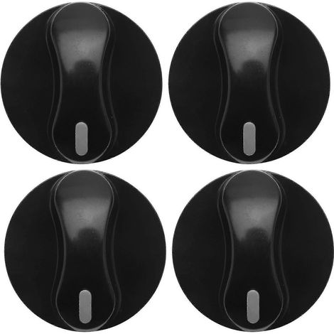 4 boutons rotatifs noirs en plastique pour cuisinière à gaz de cuisine.