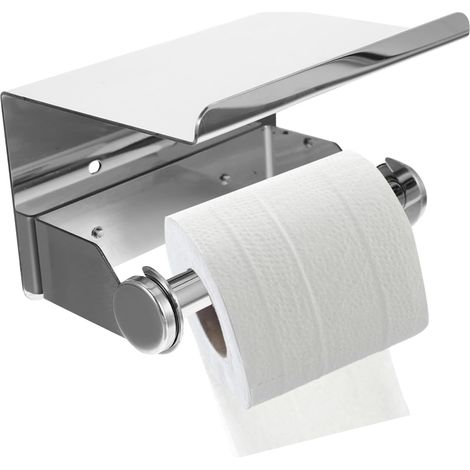 Toilettenpapierhalter mit Ablage Edelstahl 304 silberfarben
