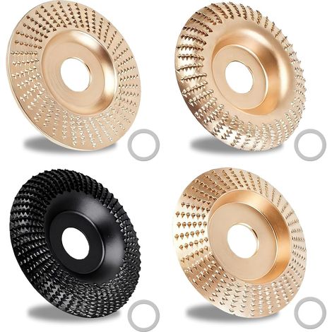 Lot de 4 disques de sculpture sur bois pour meuleuse d’angle - 10 cm ou 11,5 cm - Alésage 15,9 mm - Meulage rapide (1/5)